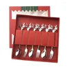 Set sets set van 6 fruitvorken kerstserie dessert lepels 2 kleuren voor koffiewater