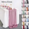 Table Runner Sheer Chiffon Luxury Solid Colorful Blue Rustic Boho Wedding Party Bridal Shower Birthday Home Christmas Decoration 221104