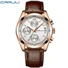 Relogio Masculino 2018 New Crrju Sport Chronograph Mens Watch Top Brand Luxury Leather Водонепроницаемые даты Quartz Watch Man Clock286u