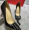 Designer Sandalo Donna Tacchi alti Pantofola in vera pelle Punta a punta Papillon rivettato