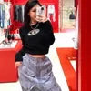 Sweaters Örme Beltlank Kazak Kadınlar Yüksek Sokak Katı Katı Tasarımcı Kısa Kollu Out Seksi mahsul üstleri Çeken Femme Giyim Za Y2211