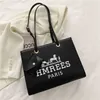 Handtasche mit Buchstabenmuster, großes Fassungsvermögen, Damen-Umhängetasche, PU-Leder, modische Einkaufstasche