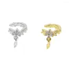 Backs Kolczyki 2022 Elegancka moda prosta kolczyka Zostaw Projekt Drop Wisel Ear Clip Gold Kolor Crystal Cuff Jewelry dla kobiet Prezent