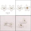 Stud Stud YMyw Sweet Romantic Imitation Pearl Handmade Flower Plant ￶rh￤ngen Korean f￶r kvinnor Girl S￶t brincos 2021 Jewelry Drop Del DHEC7