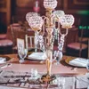 decoration gorgeous 5 arms golden metal crystal candelabra wedding centerpieces gold crystal candle holders centerpiece imake520