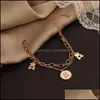 Bracciale rigido 2021 in acciaio inossidabile a doppio strato con cinghie spesse Love Bear Bracciale ornamento da donna in oro rosa gioielli275W Consegna di goccia Gioiello5778773