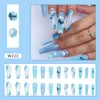 24pcs Long Coffin Press on Nail Full Cover Detachable False Nails Wearable Rhinestone Gradiant Ballerina Design Fake Nails Art