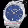 Orologi NR Maker 39mm 114300 126000 Oyster President quadrante blu TH-11,7mm zaffiro Asia 2836 movimento meccanico automatico 904L orologio da uomo orologi da polso da uomo