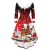 Vestidos casuais Vestido de moda feminina de Natal Padrão 3D PLUSH SLUVE LONGO PARA O CLUBE DE PRAIA CLUBE STREETHOWEN