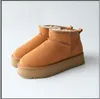 Designer Women Classic Mini Snow Boots 58541 Plataforma Ultra Matte Fur Boot Suede Wool Blend Comfort Designers de inverno Torno