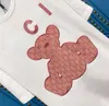 Kvinnors t-shirt designer märke vår och sommar ny rosa björn paste tyg broderi set gv0o