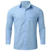 Camisas casuais masculinas Camisa de manga comprida Men Blusa sólida Botão solta Cardigan Cola de moda para férias Camisa Masculina
