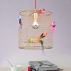 Pendant Lamps Creative Colorful Bird Cage Light Morden Bedroom Balcony Living Room Iron Lamp Home Decor Led Kitchen Hanging267T