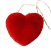 Torby Duffel Torebka Kobiety Pluszowa torba na ramię Crossbody z łańcuchem czerwone serce