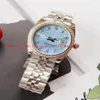 Highend 2813S automatic mechanical ladies watch Classic stainless steel strap with diamonds 36mm light blue fashion ladies Wristw7675691