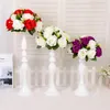 Bougeoirs Blanc Doré Argent Métal Chandelier Fleur Stand Vase Table Pièce Maîtresse Événement Rack Route Plomb Décor De Mariage