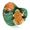 Broches Wulibaby 2 grenouille sur feuille de Lotus pour femmes émail strass jouer Animal fleur fête broche broches Badge cadeaux