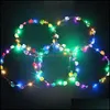 Couronnes de fleurs décoratives fête clignotant LED bandeaux cordes lueur fleur couronne bandeaux lumière Rave Floral cheveux guirlande Luminou9296853