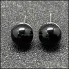 Stud Stud Bohemian Stainless Steel Natural Stone Ear Studs For Women Green Aventurine Black Agate Cystal Jewelry Korea Cute Earrings Dhv1B