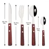 Conjuntos de talheres 4/8 // 16/24pcs maçaneta de madeira conjunto de utensílios de jantar 304 aço de aço faca de faca de luxo Spoon Western Tableware Kitchen