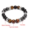 Bangle Natural Stone Bead Bracelet Tiger Eye Magic Hematite Obsidian For Women Men Girls