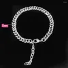 Anklets Arrived Hip Hop Foot Jewelry Ankle Bracelet For Women Silver Color Cuban Link Chain Ribbon Anklet Barefoot