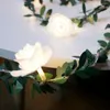 Dizeler gül çiçek asma ipleri LED ışıkları dekorasyon yeşil yaprak çelenk pil/usb/güneş enerjili 3m 5m 10m sıcak beyaz peri