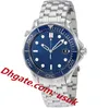 Relógio masculino automático Mechical Blue Dial 007 moldura de cerâmica james bond aqua masculino relógios master preto aço inoxidável relógios masculinos relógios de pulso caixa original