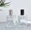 100 Stück 30 ml 50 ml tragbare High-End-Parfümflasche aus transparentem Glas mit schwarzen Kappen, leere Flaschen, Sprühflasche