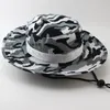 Berretti Cappello da pescatore da esterno casual unisex da arrampicata Pesca Camouflage Jungle Cappelli Boonie con bordo arrotondato in puro colore