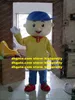 Costume della mascotte Ragazzino Spadger Lad Giovane con vestito giallo Pantaloni blu Personaggio dei cartoni animati per adulti No.110 Nave libera