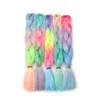 Ombre Synthetic Tinsel Braiding Hair Bulk 24Inch 100G Four Color Crochet Jumbo Braids Hair Extensions