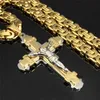 Anhänger Halsketten Schwere Kruzifix Jesus Kreuz Halskette Edelstahl Christus Gold Byzantinische Kette Männer Schmuck Geschenke 24 "221105