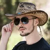 Berets Vintage Woven Straw Hat Fashion Sun Beach Cap Jazz Party Western Cowboy Men Summer UV Protection Po Props