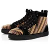 2023 Herrklänning Casual Shoes Luxurys Designers High Low Tops Studded Spikes Fashion Suede Leather Black Silver Women Flat Sneaker Party