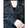 여자 트렌치 코트 2022 스프링 가을 여성 바람막이 패션 패션 대형 블루 플로럴 자수 옷깃 암컷 슬림 아웃웨어