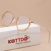 Солнцезащитные очки рамы Kottdo классические анти-синие светлые женские очки рамы мужчин дизайнер дизайнер модные очки круглый металлический оптический компьютер