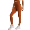 L-2082 Pantalones de yoga de color sólido Pantalón de gran altura cepillado para unas calzas cálidas con bolsillos Pantalones de chándal ajustados suaves para correr Pantalones de mujer con línea en T