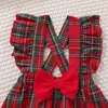 Kl￤der set baby girl giveaways g￥vor sp￤dbarn flickor l￥ng￤rmad jul brev hjort tryckt romper bodysuit bowknot preemie close