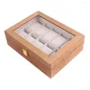 Titta p￥ l￥dor M￤n 10 rutn￤t tr￤ Display Case Jewelry Collection Lagring Holder Box