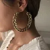 Boucles d'oreilles créoles WG 1 paire mode personnalité exagérée grand cercle chaîne à la mode or pour les femmes bijoux