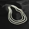 Choker Faux Pearl Strand Layered Necklace Costume Jewelry 3 Lager Simulerade Bib Pendant Chain R7RF