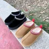 2022 mulheres designer de bota de neve de neve de couro preguiçoso botas de pele grossa plataformas de inverno chinelas de tasman marrom preto tasman slip-on wa