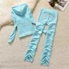 تتبع المسارات للسيدات أزياء الأزياء العلامة التجارية Velvet Velor Suit Suit Hoodies and Pants