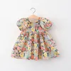 Fille robes tenues d'été né vêtements coréen mignon bébé fleurs robe à manches courtes coton princesse plage bambin BC2162-1