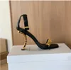 Chain-Link Detailed Ankle Strap Sandals Square head chunky high-heeled fashion 105mm pumps Heel shoe for women Party Evening shoes open toe luxury designers factory