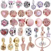 Nuovi popolari accessori per ciondoli in argento sterling 925 Ciondolo Pizzicare perline rosa adatto per collana braccialetto Pandora Accessori moda per gioielli da donna fai-da-te