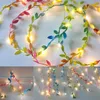 Dizeler Küçük Yapraklar Çelenk LED String Peri Peri Noel Düğün Masa Masası Dekor Pil Çalışan Bakır Tel