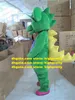 Mascot Costume Fancy Green Barneys vän Dragon Dinosaur Phytodinosauria Dino Loong Mascotte med mycket hår nr 233 gratis fartyg