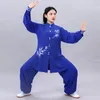 Etnische kleding vrouwen uitvoering tai chi pak wushu martial arts uniform vleugel chun jas broek oosterse knop stand kraag